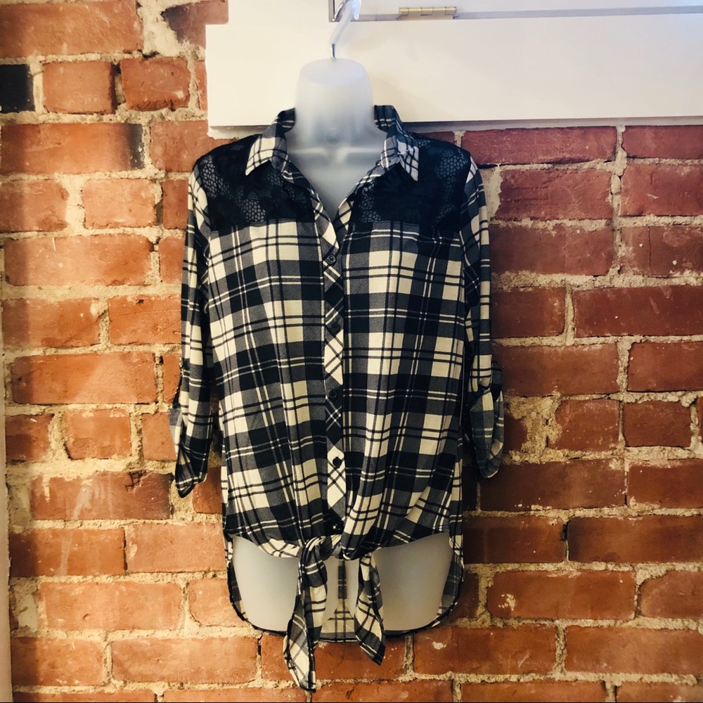 Set up 2 button up shirts with tie front